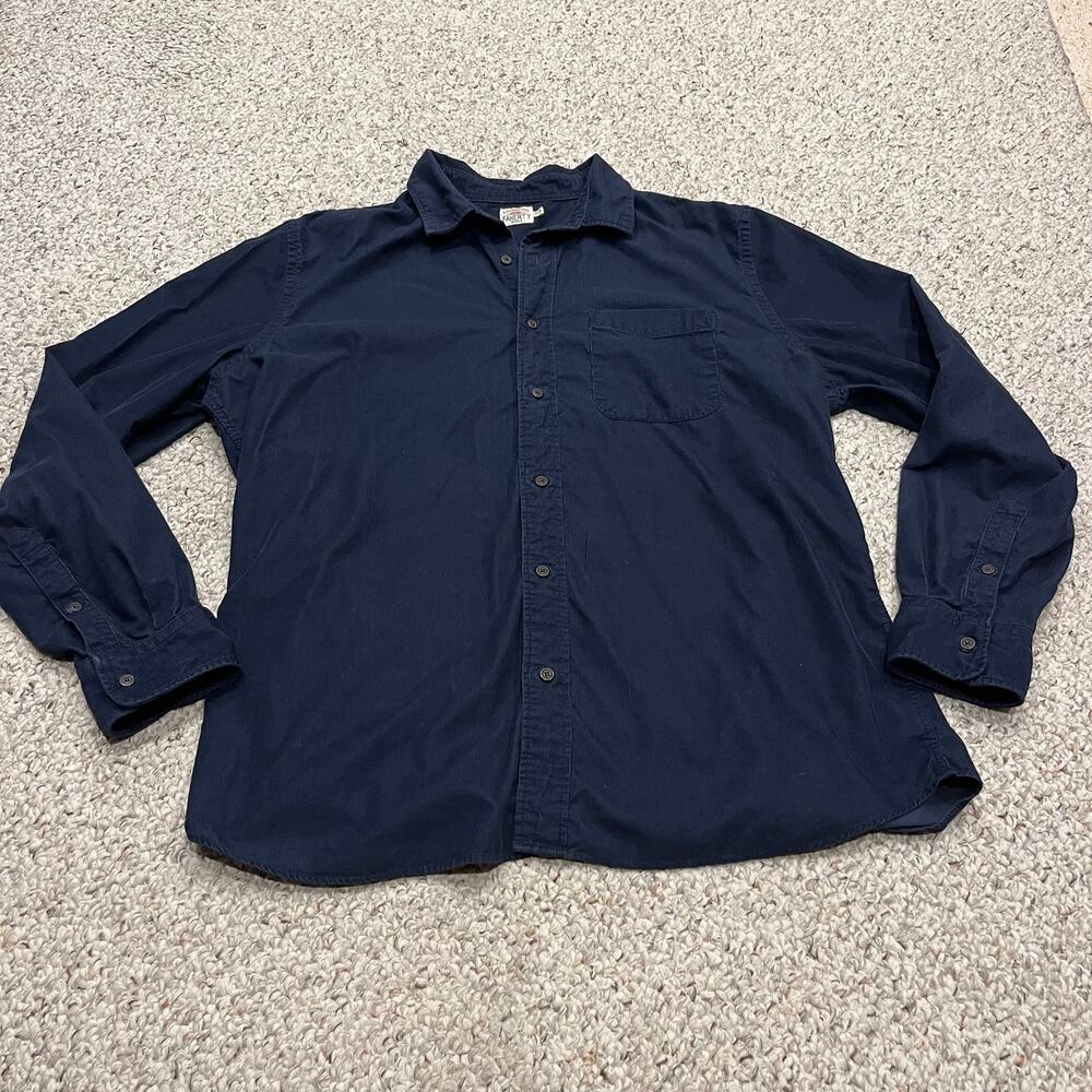 Faherty Mens Stretch Corduroy Button Down Shirt XL Navy Blue Outdoor Classic